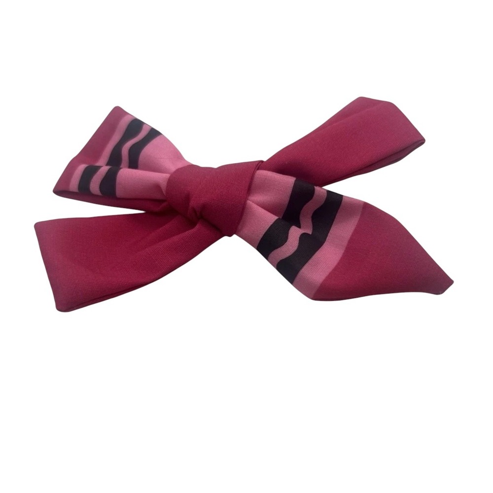 Handmade Crayon Hair Bow Pink Burgundy Crayon Style 4" Ribbon Alligator Clip